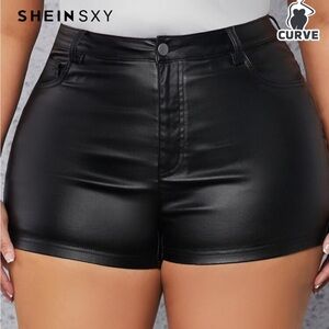 Black Women's Faux Leather Shorts